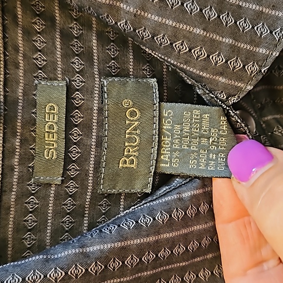 Bruno Suede Button Up Short Sleeve Shirt Gray Silver Size L Geometrical Shapes - Picture 3 of 7